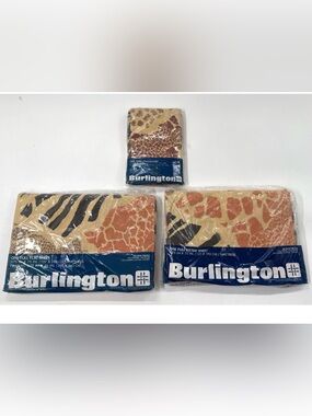 Burlington Full Sheet Set Flat Fitted Pillowcases Percale African Zebra Safari